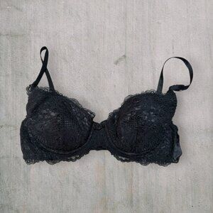 VICTORIA'S SECRET Style 3632 Black Push Up Underwire Lined Vintage 90s Bra 34B